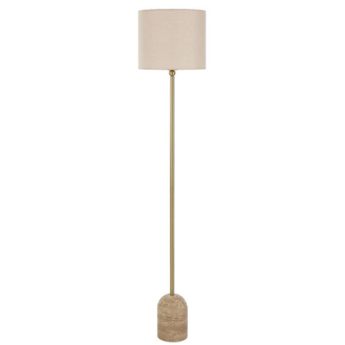 LIVIA FLOOR LAMP 25wE27max D:300 H:1550 FOOT SWT  BEIGE TRAVERTINE/ANT GOLD/CREAM