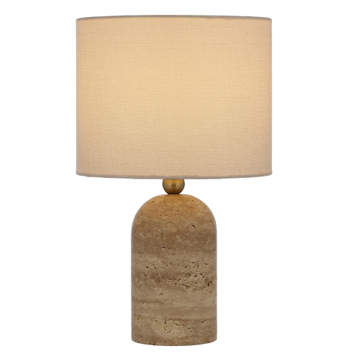 LIVIA TABLE LAMP 25wE27max D:250 H:420 inline swth BEIGE TRAVERTINE/ANT GOLD/CREAM