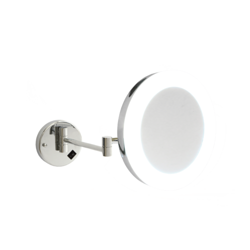 7x Magnification Chrome Wall Mounted Shaving Mirror, 200mm Diameter with Concealed Wiring