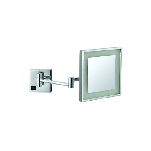 3x Magnification Chrome Wall Mounted Shaving Mirror, 200x200mm with Exposed Wiring