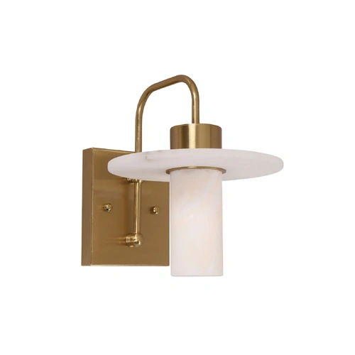 WALL Int S/M SES WH Alabaster w/Brass Highlight & SQR Base Cylinder OD200mm (Shade)