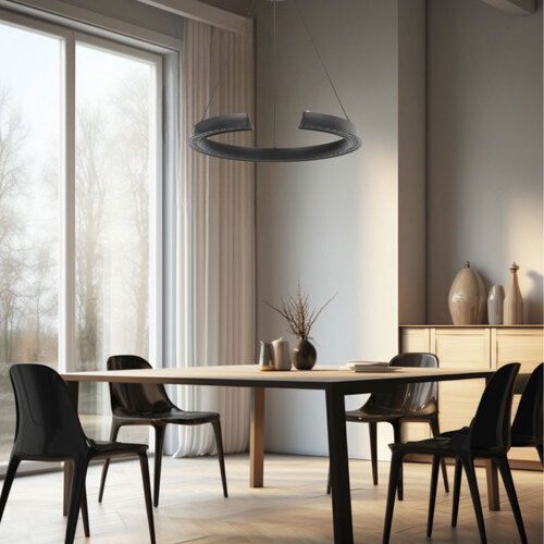 LUCID PENDANT ROUND 34wLED DIM touch2210Lm cab 2M 2700K -5500K D650 H55 3CCT BLACK