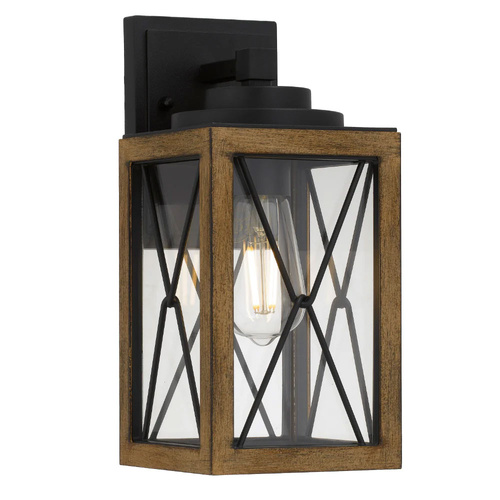MALLORY 30 EXTERIOR WALL LIGHT 25wE27max L140 P160 H310 IP43 BLACK SAND/ WOOD COLOUR