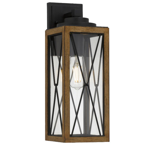MALLORY 40 EXTERIOR WALL LIGHT 25wE27max L140 P160 H410 IP43 BLACK SAND/ WOOD COLOUR