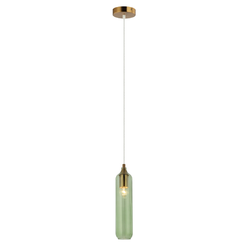 PENDANT ES Green Glass CYLINDER OD80mm
