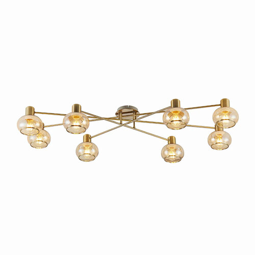 MARBELL 8 LT CTC 8x25wE27max L:1200 W:540 H:210 ANTIQUE BRASS/ AMBER GLASS