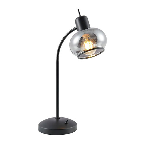 MARBELL TABLE LAMP 25wE27max L:270 W:160 H:470 TOGGLE SWT BLACK MATT/ SMOKE GLASS