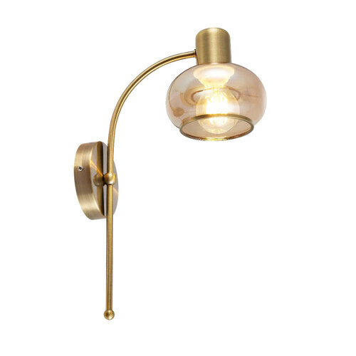 MARBELL WALL LIGHT 25wE27max P:260 W:140 H:445 IP20 ANTIQUE BRASS / AMBER GLASS