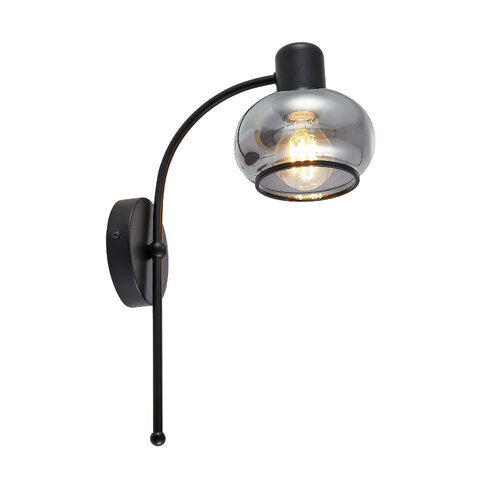 MARBELL WALL LIGHT 25wE27max P:260 W:140 H:445 IP20 BLACK MATT / SMOKE GLASS