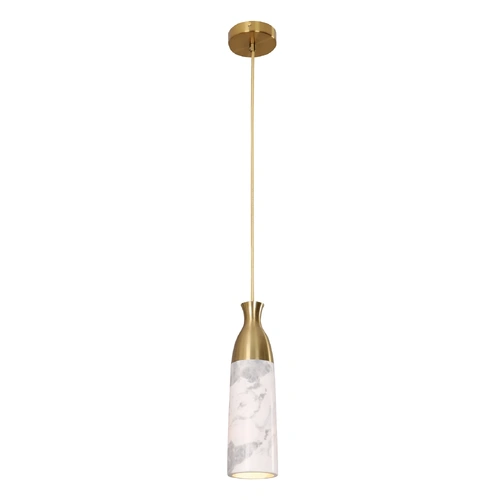 PENDANT ES White Marble w/Brass Highlight CYLINDER OD90mm
