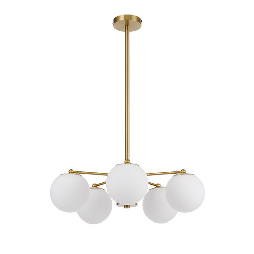 MARSTEN 5LT PENDANT 5x25wE27 D:600 H:185 ANTI GOLD & OPAL MATT ROD:2*600+1*300
