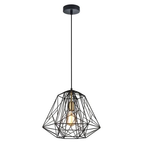 PENDANT ES 72W BLK Iron Cage With Antique Brass OD395 x H350