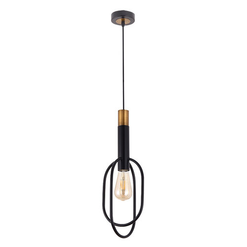 MARVIN 1LT PENDANT 25wE27max H:455 D:165  ANT BLACK/GOLD OVAL SHAPE CABLE:2M