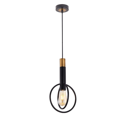 MARVIN 1LT PENDANT 25wE27max H:370 D:195 ANT BLACK/GOLD ROUND SHAPE CABLE:2M