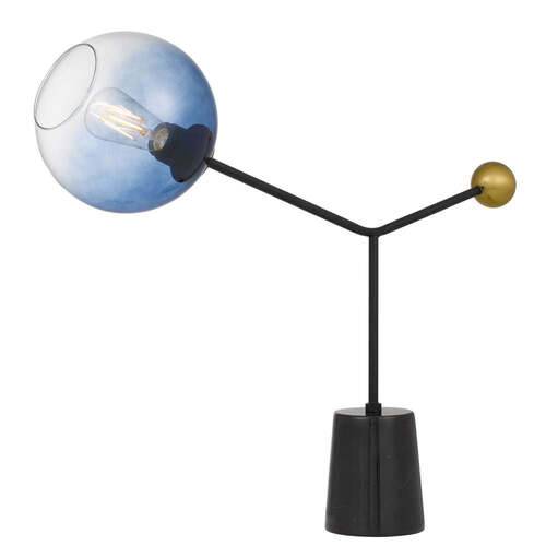 MATILDA TABLE LAMP 25wE27max D:680 H:600 Inline Switch BLACK / ANTIQUE GOLD / BLUE