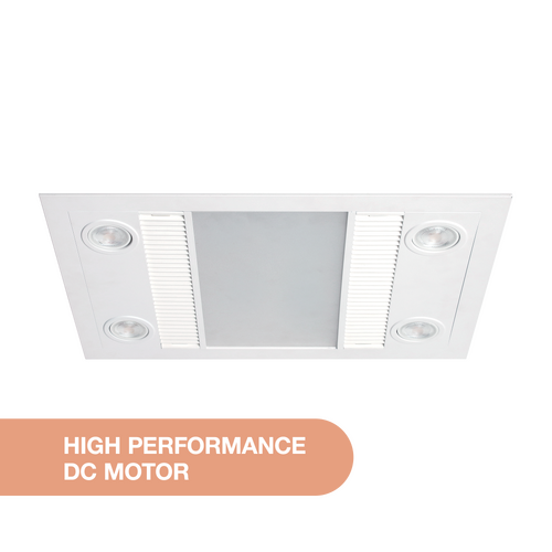 Linux DC 1000w Halogen 3 in 1 Bathroom Heater & High Extraction Exhaust Fan with LED Light White