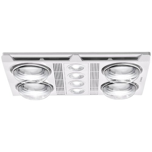 Profile Plus DC 4 Heat 3 in 1 Bathroom Heater Exhaust Fan with LED Lights White