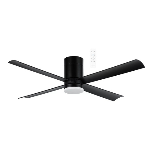 Carrara Close to Ceiling 4 ABS Blade 1220mm Hugger DC WIFI & Remote Control Ceiling Fan with Variable Dim 16w CCT LED Light Matt Black 