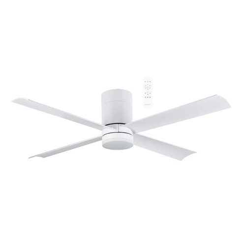 Carrara Close to Ceiling 4 ABS Blade 1220mm Hugger DC WIFI & Remote Control Ceiling Fan with Variable Dim 16w CCT LED Light Matt White 