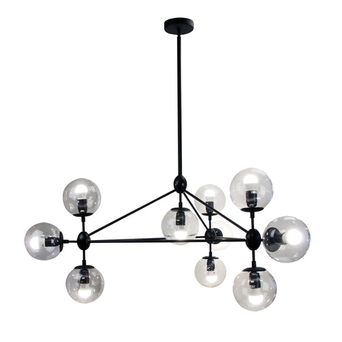 BROCKTON 10 LIGHT PENDANT BLACK & CLEAR