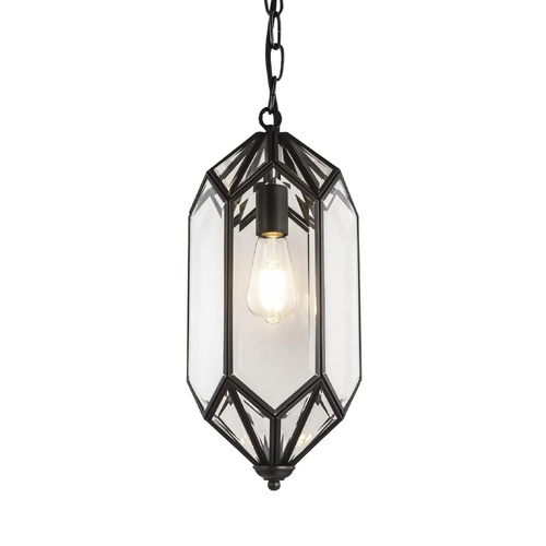 Eleanor P1 Brz 1 Light E27 Bevelled Glass Pendant Weathered Bronze