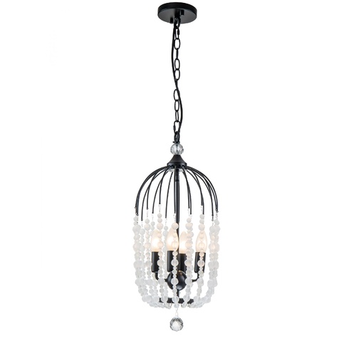 Evelyn P4 4 light 24cm E14 Crystal Basket Chandelier Black