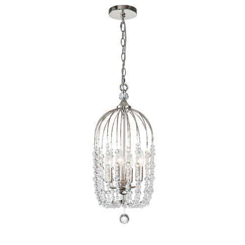 Evelyn P4 4 light 24cm E14 Crystal Basket Chandelier Nickel