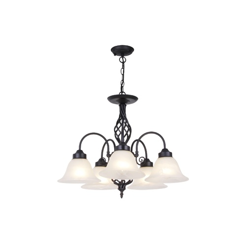 Geneva P5 Blk 5 Light E27 Pendant Black