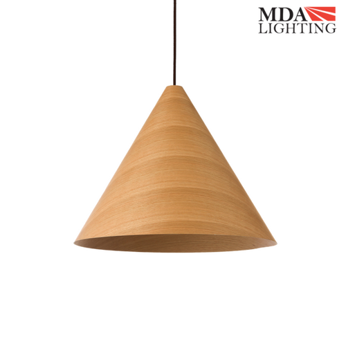 Hugo 1 Light 45cm E27 Large Conical Pendant Natural