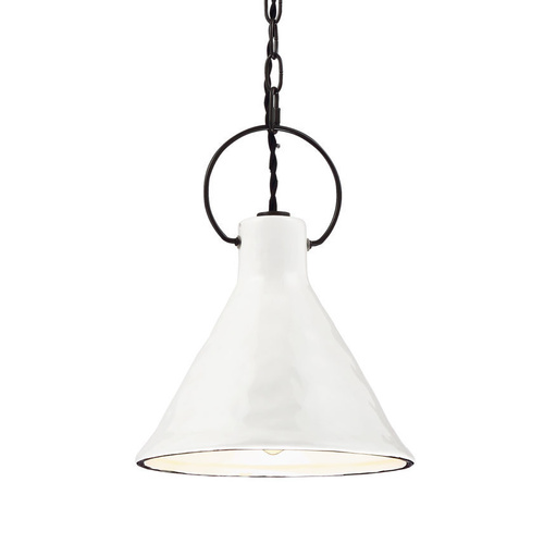 Ivy 1 Light 24cm E27 Porcelain Pendant White/Black