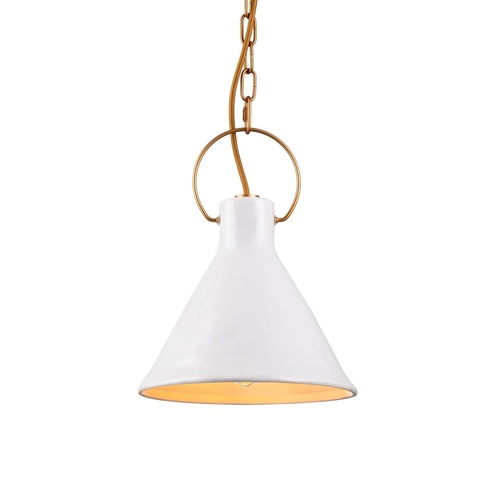 Ivy 1 Light 24cm E27 Porcelain Pendant White/Gold 