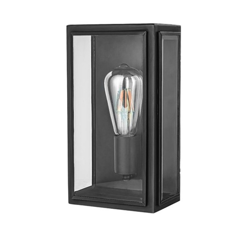 Kent Blk 1 Light E27 Brass Flush Wall Exterior Forged Black