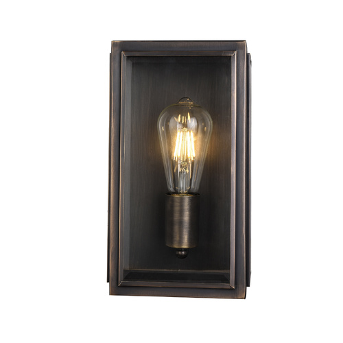Kent Brz 1 Light E27 Brass Flush Wall Exterior Forged Weathered Bronze