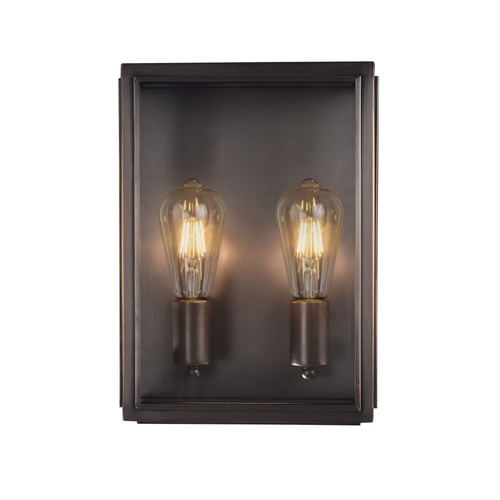 Kent 2LT Brz 2 Light E27 Brass Flush Wall Exterior Weathered Bronze