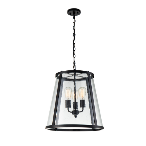 Lauren P3 BK 3 Light Large 48cm E27 Pendant Black