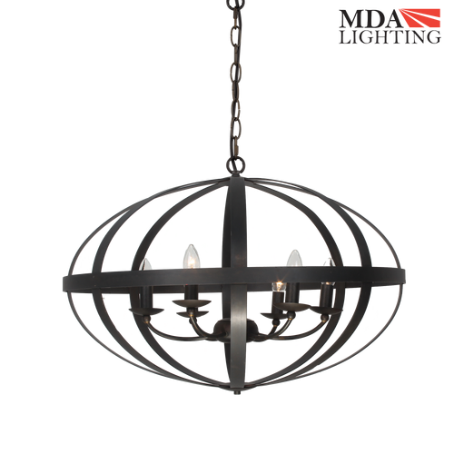 Lincon P6 Iron 6 Light Large 75cm E14 Pendant Weathered Iron