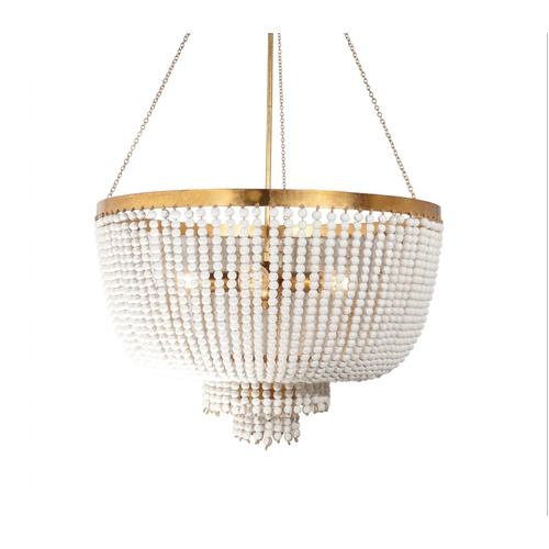 Maddisson P5 WW/GLD 5 Light 70cm E27 Bead Pendant Whitewash/Gold 