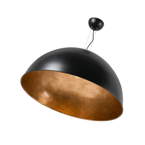 Newport 90cm BLK/COP 1 Light Large E27 Dome Pendant Black/Copper Leaf