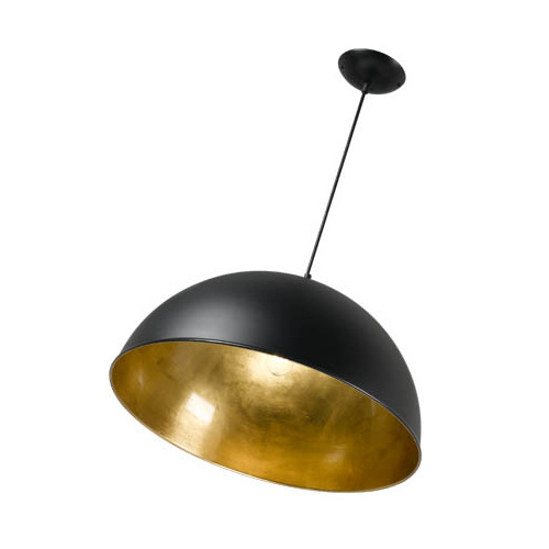 Newport 50cm BLK/GLD 1 Light Medium E27 Dome Pendant Black/Gold Leaf