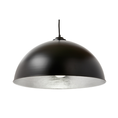 Newport 50cm BLK/SIL 1 Light Medium E27 Dome Pendant Black/ Silver Leaf