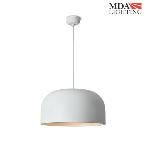 Oslo 1 Light 43cm E27 Large Dome Pendant White