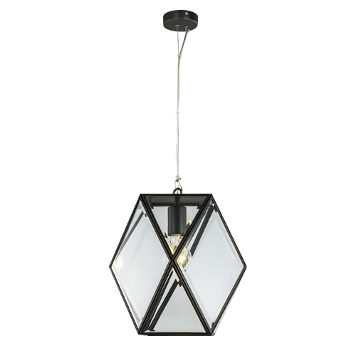 Regan P1 BRZ 1 Light 28cm E27 Bevelled Glass Pendant Weathered Bronze
