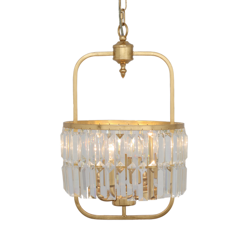 Tilly S GLD 3 Light E14 Crystal Pendant Gold Leaf