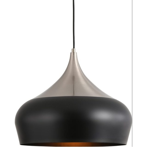 Weston P1 BK/NK 1 Light E27 46cm Pendant Black/Satin Nickel