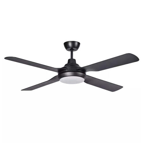 Discovery 1220mm 4 Blade ABS Ceiling Fan with 15w Tricolour LED Light Matt Black
