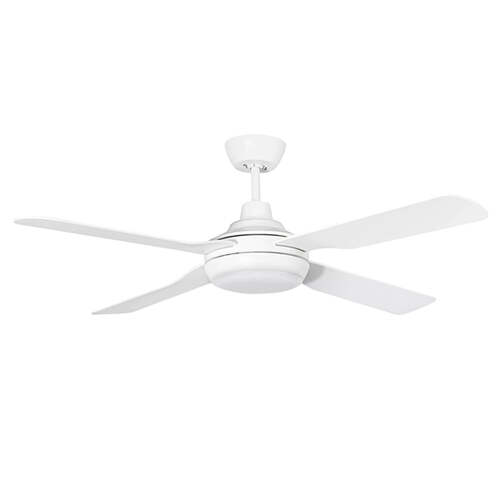 Discovery II 1220mm 4 Blade ABS Ceiling Fan with 15w Tricolour LED Light White