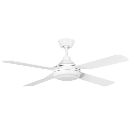 Discovery II 1320mm 4 Blade ABS Ceiling Fan with 15w Tricolour LED Light White