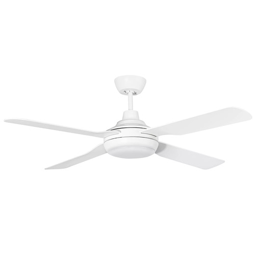 Discovery 1320mm 4 Blade ABS Ceiling Fan with 15w Tricolour LED Light White
