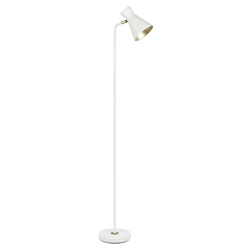 Floor ES WH Cone Iron Shade OD140mm w/Antique Brass Highlight And WH Rod & Base