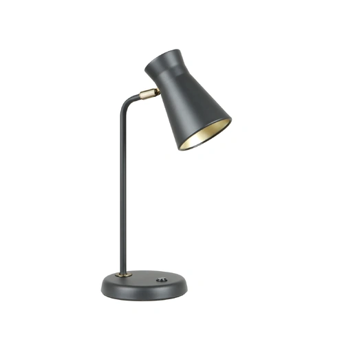 Table ES BLK Cone Iron Shade OD105mm w/Antique Brass Highlight And BLK Arm & Base